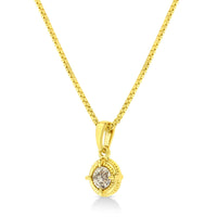 14K Yellow Gold Plated .925 Sterling Silver Brilliant Round Cut Diamond Solitaire Milgrain 18