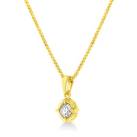 14K Yellow Gold Plated .925 Sterling Silver Brilliant Round Cut Diamond Solitaire Milgrain 18