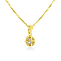 14K Yellow Gold Plated .925 Sterling Silver Brilliant Round Cut Diamond Solitaire Milgrain 18