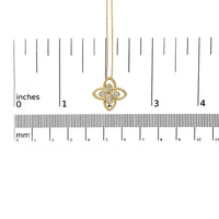 10K Yellow Gold 1/10 Cttw Diamond Floral Motif with Beaded Halo Pendant 18