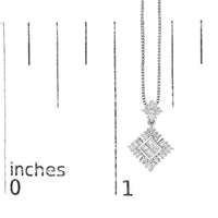 10K White Gold Princess Cut Diamond Geometric Pendant Necklace