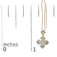 10K Yellow Gold 3/8 Cttw Princess Diamond Geometric Pendant Necklace