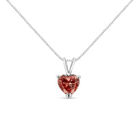 14K White Gold Martini-Set 1.00 Cttw Lab Grown Pink Heart Diamond Solitaire 18