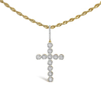 10K Yellow Gold 5/8 Cttw Miracle Set Round Diamond Circle Link Cross Pendant Necklace for Men (H-I Color, SI1-SI2 Clarity) - NO CHAIN INCLUDED