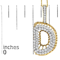 Men's 10K Yellow Gold 1 1/5 Cttw Diamond Letter D Initial Pendant Necklace