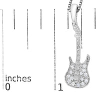 .925 Sterling Silver 1/10 Cttw Diamond Studded Guitar Pendant Necklace (I-J Color, I2-I3 Clarity) - 18