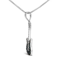 925 Sterling Silver 1/10 Cttw Treated  Diamond Guitar 18