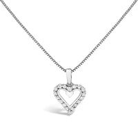 .925 Sterling Silver 1/5 Cttw Diamond Open Heart Pendant Necklace (I-J Color, I2-I3 Clarity) - 18