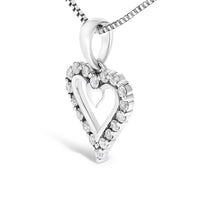 .925 Sterling Silver 1/5 Cttw Diamond Open Heart Pendant Necklace (I-J Color, I2-I3 Clarity) - 18