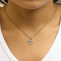 .925 Sterling Silver 1/5 Cttw Diamond Open Heart Pendant Necklace (I-J Color, I2-I3 Clarity) - 18