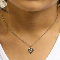.925 Sterling Silver 1/5 Cttw Blue Diamond Open Heart Pendant Necklace (I-J Color, I2-I3 Clarity) - 18