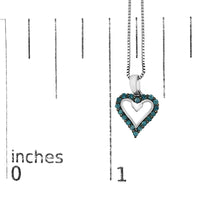 .925 Sterling Silver 1/5 Cttw Blue Diamond Open Heart Pendant Necklace (I-J Color, I2-I3 Clarity) - 18