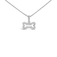 .925 Sterling Silver 1/5 Cttw Diamond Dog Bone Pendant Necklace (H-I Color, I1-I2 Clarity) - 18