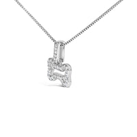 .925 Sterling Silver 1/5 Cttw Diamond Dog Bone Pendant Necklace (H-I Color, I1-I2 Clarity) - 18