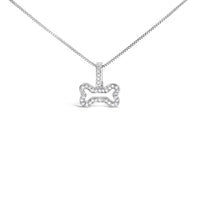 .925 Sterling Silver 1/5 Cttw Diamond Dog Bone Pendant Necklace (H-I Color, I1-I2 Clarity) - 18