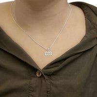 .925 Sterling Silver 1/5 Cttw Diamond Dog Bone Pendant Necklace (H-I Color, I1-I2 Clarity) - 18