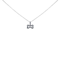 .925 Sterling Silver 1/5 Cttw Blue Diamond Dog Bone Pendant Necklace (Blue Color, I1-I2 Clarity) - 18