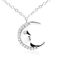 .925 Sterling Silver 1/10ct Diamond Crescent Man on the Moon 18