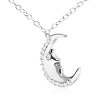 .925 Sterling Silver 1/10ct Diamond Crescent Man on the Moon 18