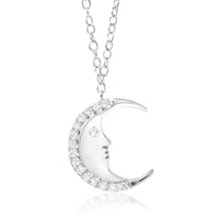 .925 Sterling Silver 1/10ct Diamond Crescent Man on the Moon 18