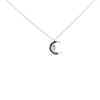 .925 Sterling Silver 1/10ct Blue Diamond Crescent Man on the Moon 18