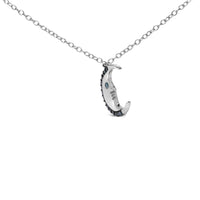 .925 Sterling Silver 1/10ct Blue Diamond Crescent Man on the Moon 18