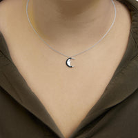 .925 Sterling Silver 1/10ct Blue Diamond Crescent Man on the Moon 18