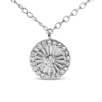 .925 Sterling Silver 1/6 Cttw Diamond Wheel and Spoke Pendant Necklace (H-I Color, I2-I3 Clarity) - 18