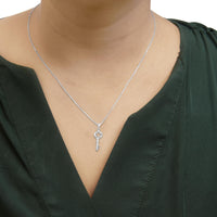 .925 Sterling Silver Diamond Accent Key Pendant Necklace (I-J Color, I2-I3 Clarity) - 18