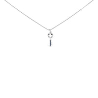 .925 Sterling Silver Blue Diamond Accent Key Pendant Necklace (Blue Color, I2-I3 Clarity) - 18