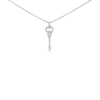 .925 Sterling Silver 1/3 Ctw Diamond Studded Key 18