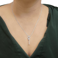 .925 Sterling Silver 1/3 Ctw Diamond Studded Key 18