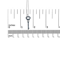 .925 Sterling Silver 1/3 Ctw Blue Diamond Studded Key 18