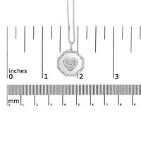 .925 Sterling Silver 5/8 Cttw Diamond Mirror Plate with Heart and Diamond Halo 18
