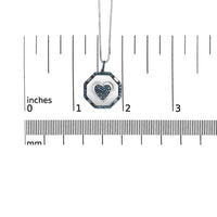 .925 Sterling Silver 5/8 Cttw Blue Diamond Mirror Plate with Heart and Diamond Halo 18