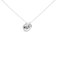 .925 Sterling Silver 1/4 Cttw White and Black Diamond Pitbull Dog Medallion and Charm 18