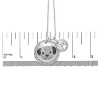.925 Sterling Silver 1/4 Cttw White and Black Diamond Pitbull Dog Medallion and Charm 18