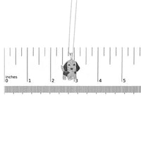 .925 Sterling Silver 1/4 cttw White and Black Diamond Dog Pendant Necklace 18 inch (I-J Color, I2-I3 Clarity)