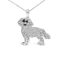 .925 Sterling Silver 1/3 Cttw White and Black Diamond  Labrador Retriever Dog Pendant Necklace (I-J Color, I2-I3 Clarity) - 18