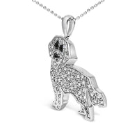 .925 Sterling Silver 1/3 Cttw White and Black Diamond  Labrador Retriever Dog Pendant Necklace (I-J Color, I2-I3 Clarity) - 18
