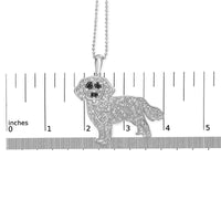 .925 Sterling Silver 1/3 Cttw White and Black Diamond  Labrador Retriever Dog Pendant Necklace (I-J Color, I2-I3 Clarity) - 18