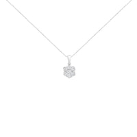 14K White Gold 1 cttw Brilliant Round-Cut Diamond 7 Stone Flower 18