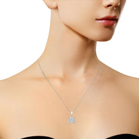 14K White Gold 1 cttw Brilliant Round-Cut Diamond 7 Stone Flower 18