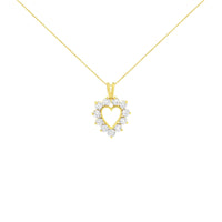10K Yellow Gold Plated .925 Sterling Silver 1.00 Cttw Diamond Halo Open Heart 18