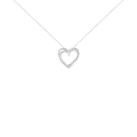 .925 Sterling Silver 1/4 cttw Prong Set Round-Cut Diamond Woven Double Heart 18