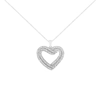 .925 Sterling Silver 1/2 cttw Prong Set Round-Cut Diamond Bypass Heart 18