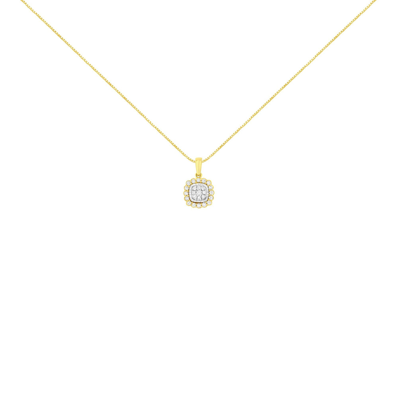 10K Yellow Gold Plated .925 Sterling Silver 1/4 Cttw Diamond 18" Pendant Necklace (I-J Color, I1-I2 Clarity)