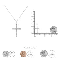.925 Sterling Silver 3/8 Cttw Round-Cut Diamond Cross 18