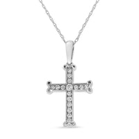 .925 Sterling Silver 1/3 Cttw Round-Cut Diamond Cross 18