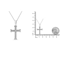 .925 Sterling Silver 1/3 Cttw Round-Cut Diamond Cross 18